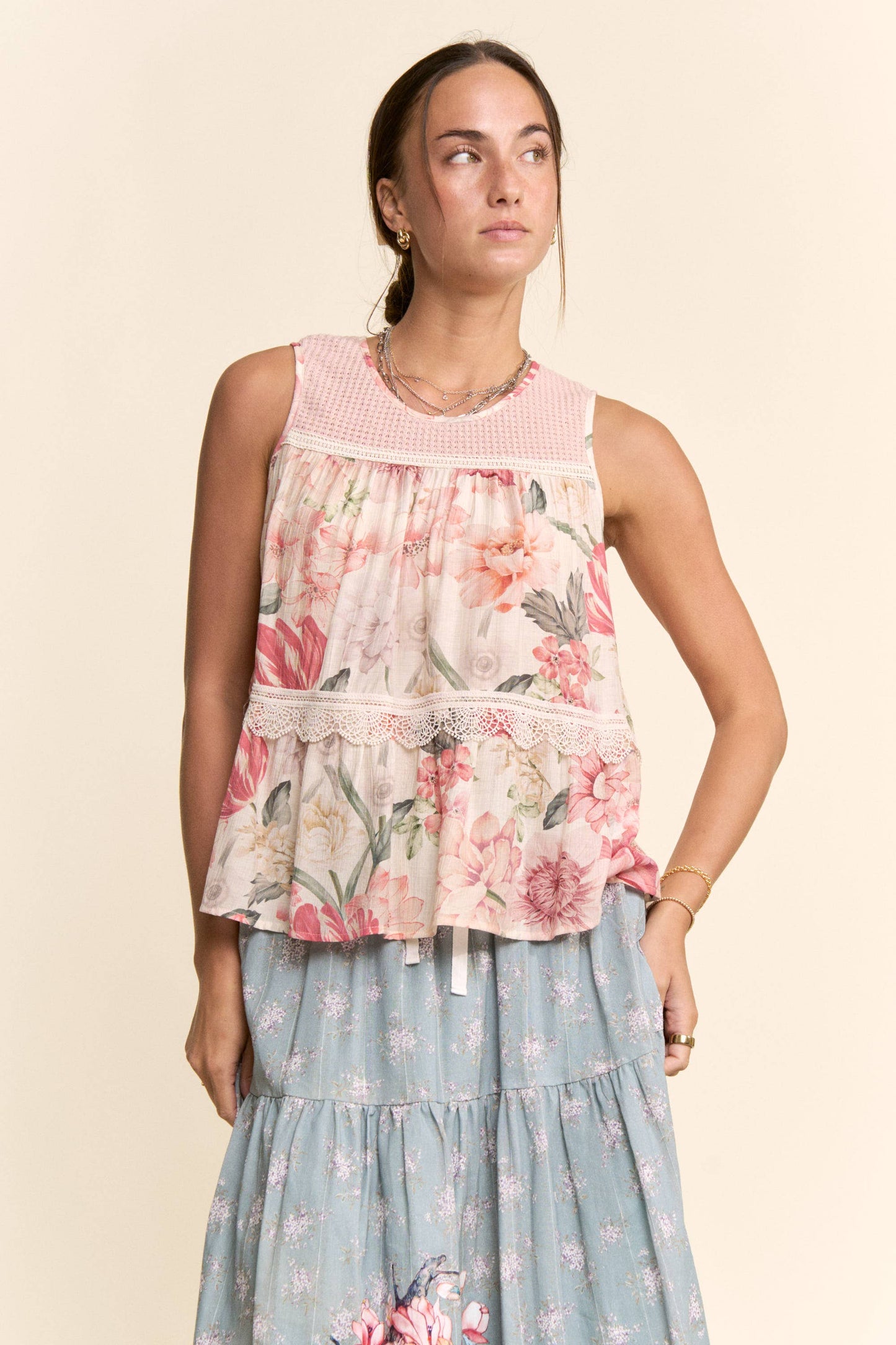 Pink Lace Babydoll Tank