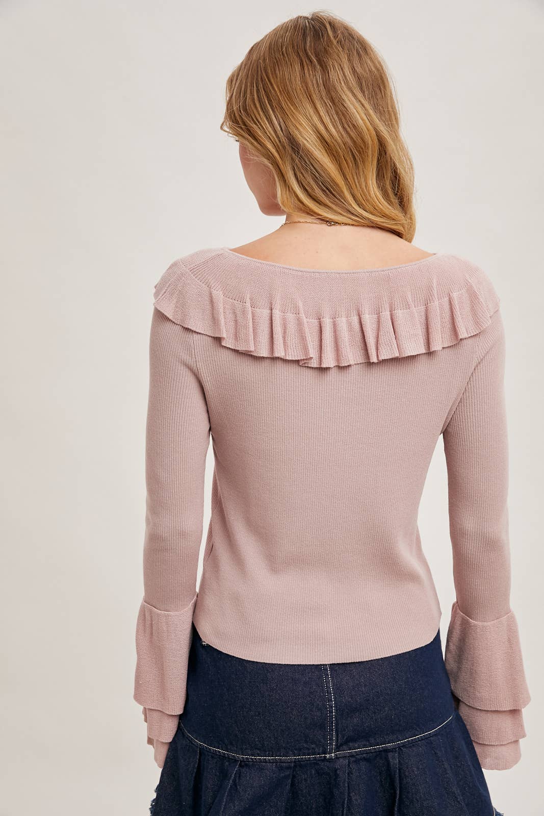 Rose Ruffled Sweater