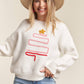 LESW3436- X-MAS TREE ACCENT SWEATER: IVORY / S-M-L(2-2-2)