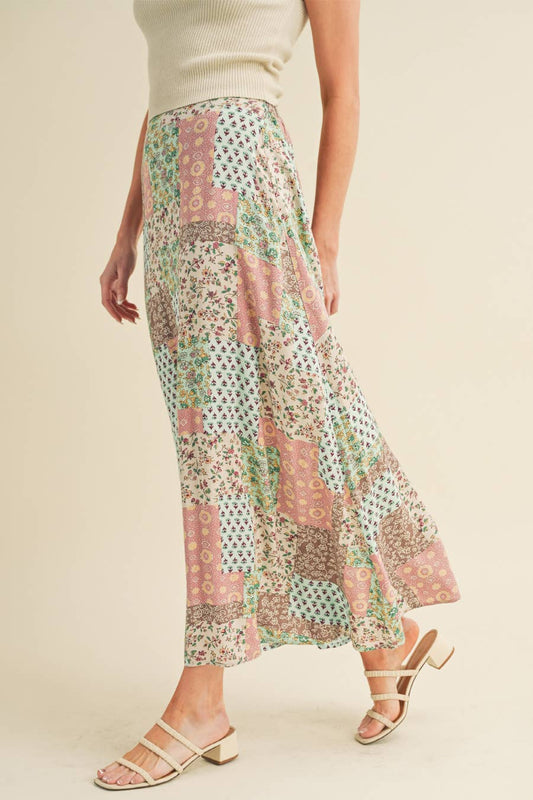 Mint Pink Patchwork Skirt