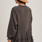 FRENCH TERRY RUFFLED TIERED HEM TUNIC SWEATSHIRT: ASH / L
