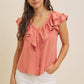 Terracotta Ruffle Blouse
