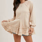 FRENCH TERRY RUFFLED TIERED HEM TUNIC SWEATSHIRT: ASH / L