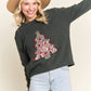 LESW3791-CHRISTMAS TREE GLITTER SWEATER TOP: Hunter Green / S-M-L(2-2-2)