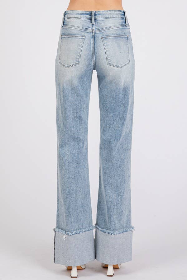 High Rise Stretch Cuffed Hem