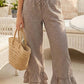 Brown Gingham Ruffled Pants