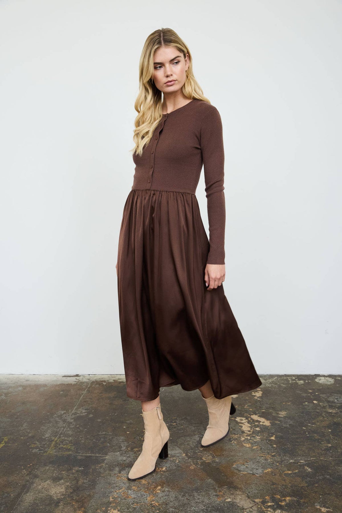 Dark Brown Midi Dress