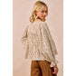 FLORAL PRINTED PEPLUM TOP WITH SHIRRING AND TIED: OATMEAL / S