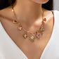 CHARM NECKLACE-HEART FLOWER RHINESTONE CLOVER | 80N92697: GOLD