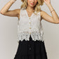 BOHO FLORAL CROCHET LACE VEST- LET4303: Beige / ONESIZE(6)