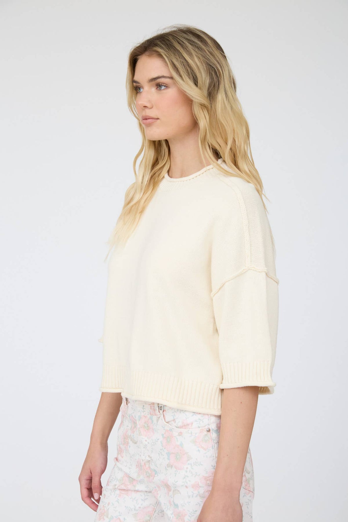 EXPOSED SEAM DROP SHOULDER SHORT SLEEVE PULLOVER : CHOCOLATE BROWN
