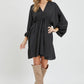 Black Satin V Neck Dress