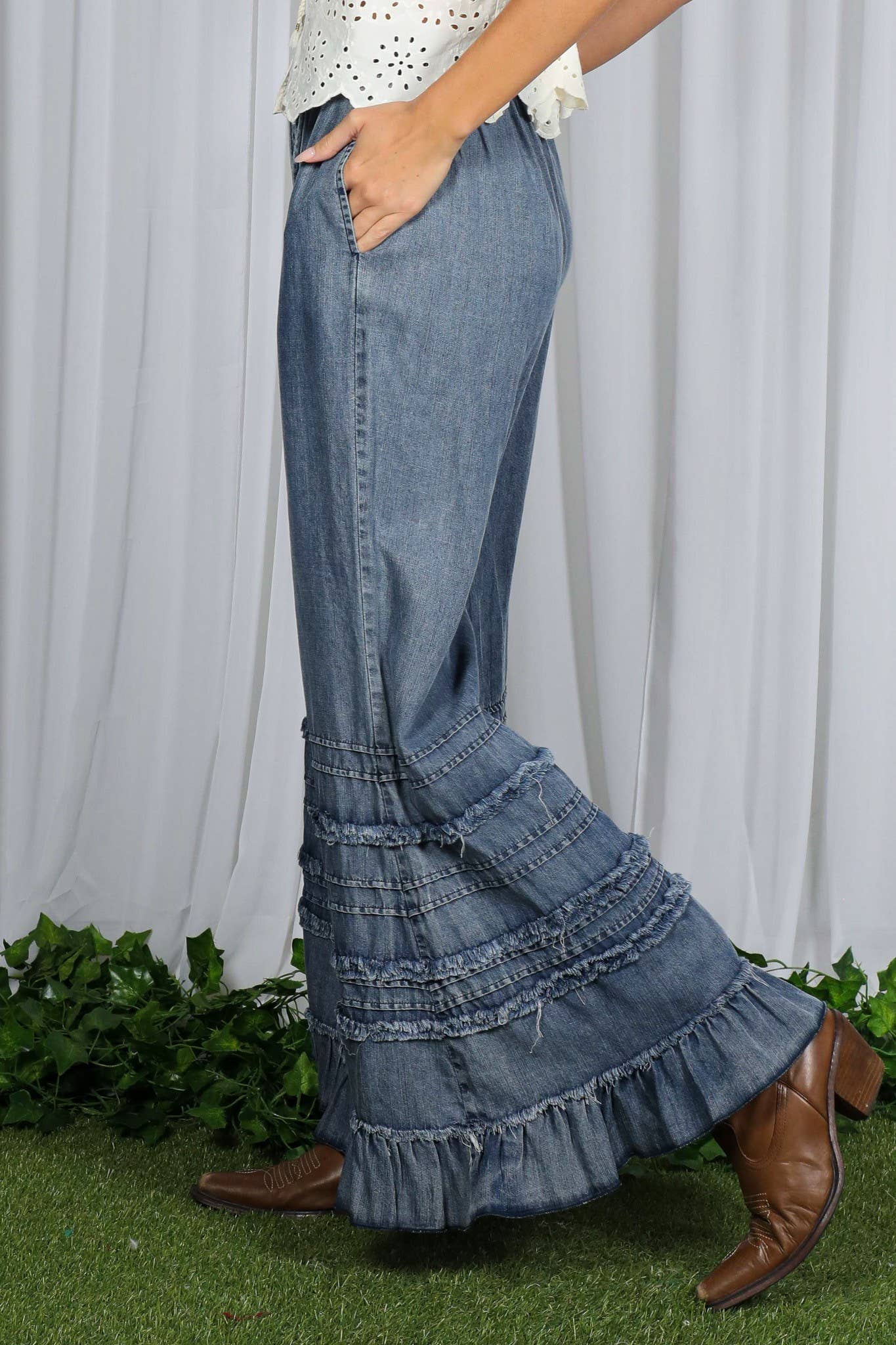 Flared Ruffle Denim
