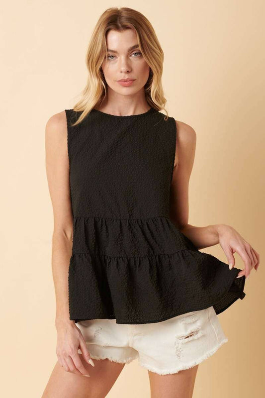 Black Checkered Babydoll Tank