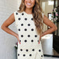 LAS Ribbed Trim Polka Dot Tank Split Mini Skort Set(S-4X): Pink / Missy / M