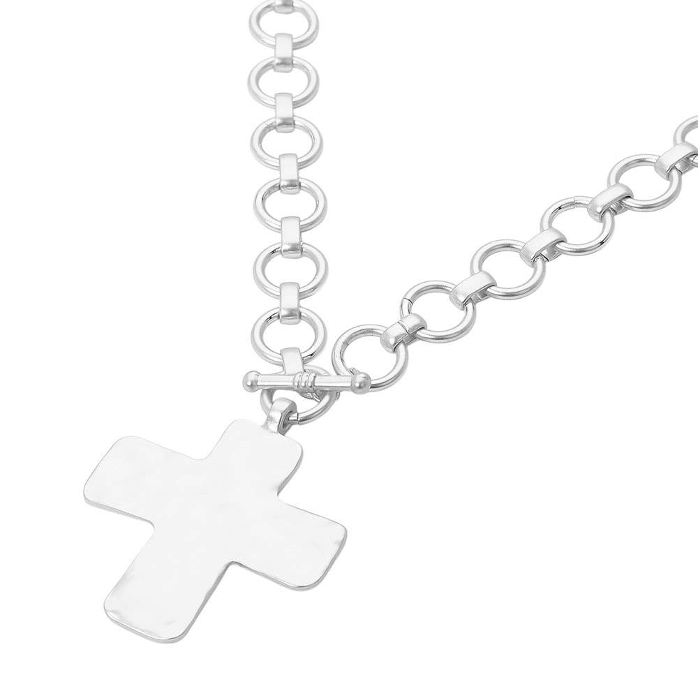 Hammered Cross Necklace
