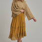 CRINKLED WOVEN BOHO MIDI SKIRT _JLB80101-01: OLIVE / S-M-L(2-2-2)