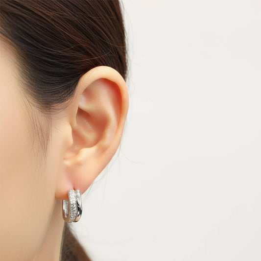 Silver Wavy Huggie Hoop