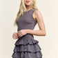 Grey Sleeveless Ruffle Mini