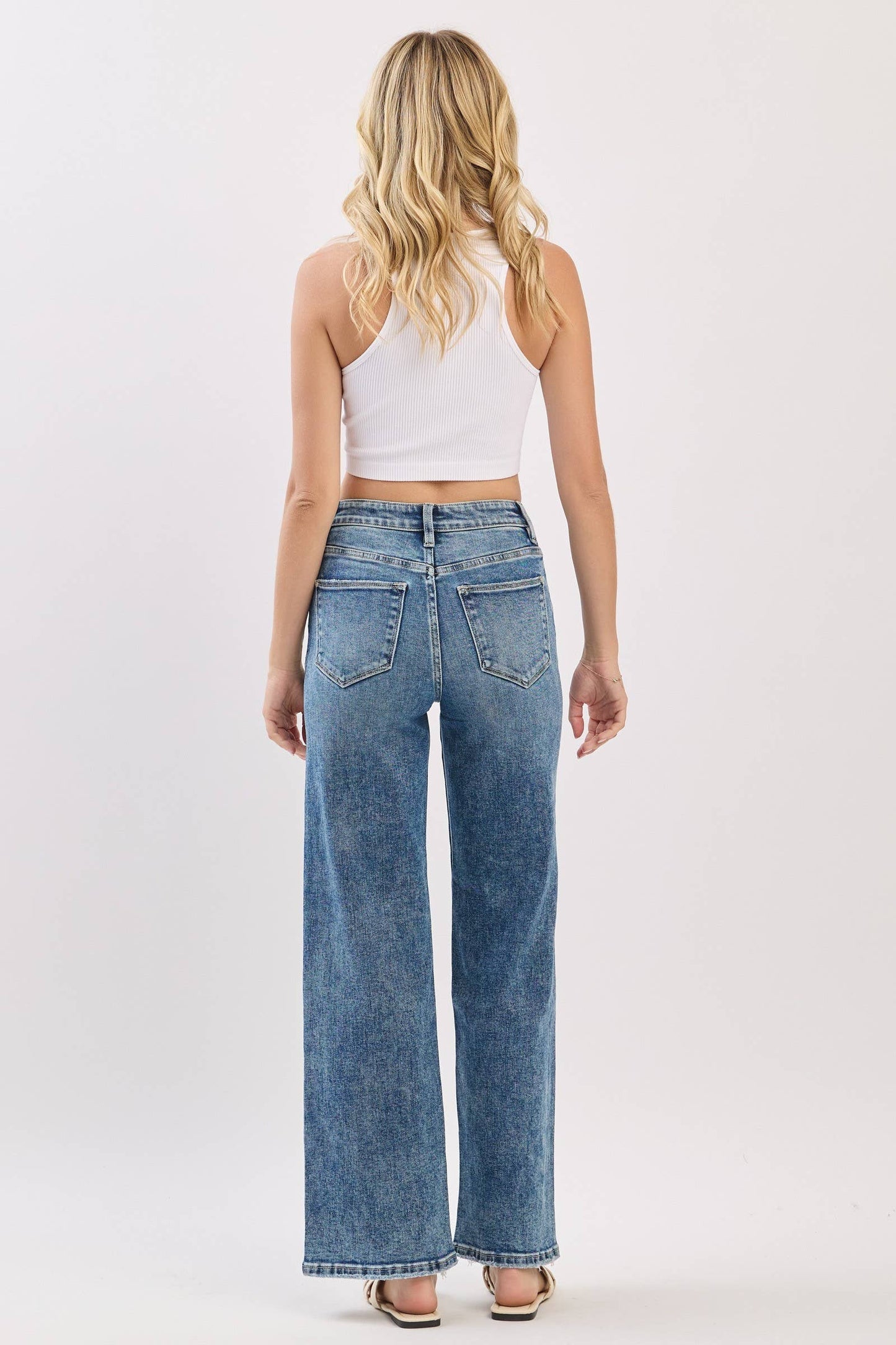 High Rise Slim Wide Jeans