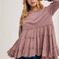 TIERED RUFFLE HEM SWEATSHIRT: OATMEAL / S