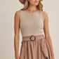 RUSTIC WEEKEND TWOFER MAXI DRESS WITH CASCADING RUFFLES: COCONUT BROWN / S