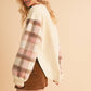 9103FK Malva Plaid Pullover Sweater: Slate Blue / Contemporary / L