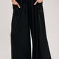 RELAXED KNIT SMOCKED TOP AND WIDE PANTS SET: Beige / S