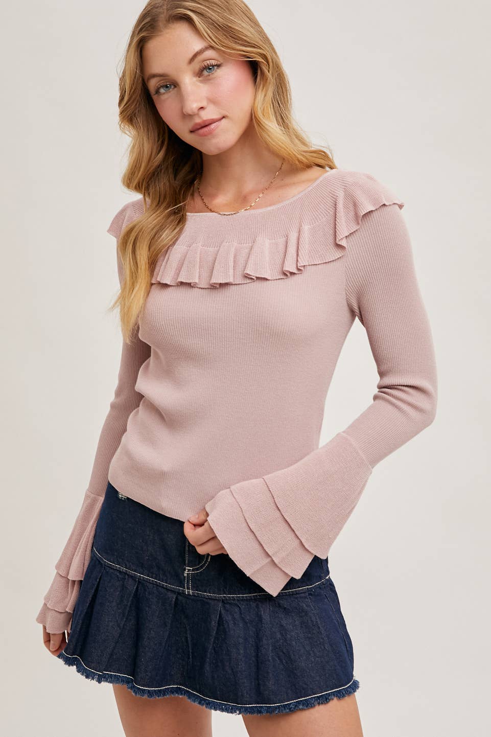 Rose Ruffled Sweater