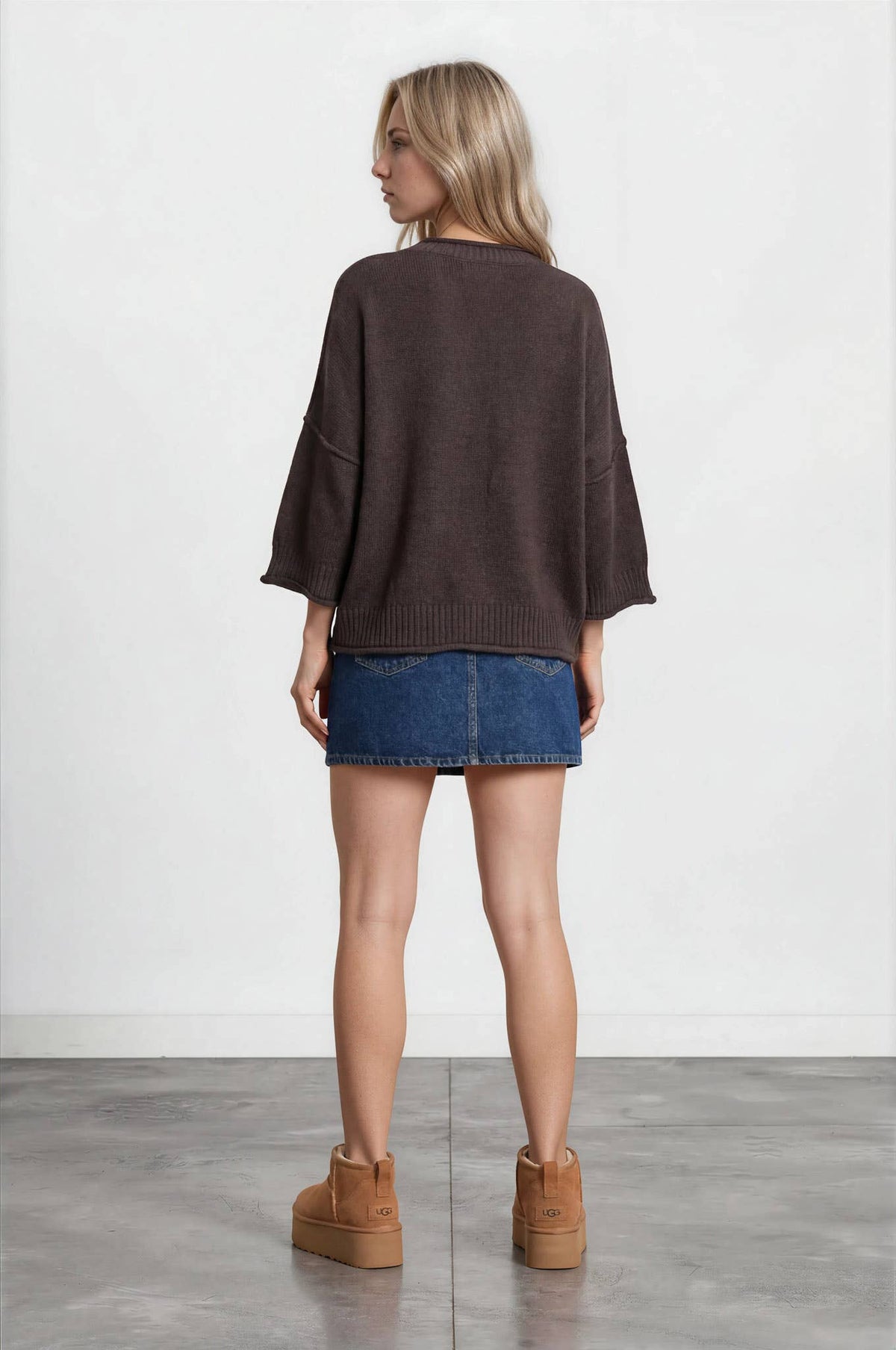 EXPOSED SEAM DROP SHOULDER SHORT SLEEVE PULLOVER : CHOCOLATE BROWN