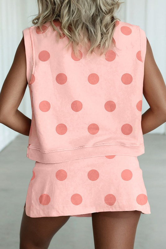 Pink Polka Dot Mini Skort Set
