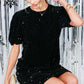 Velvet Sequin Accent Knee Dress VD82073: Grey / L