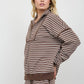 Striped Chocolate Brown Half Zip