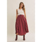 RUSTIC WEEKEND TWOFER MAXI DRESS WITH CASCADING RUFFLES: COCONUT BROWN / S