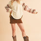 9103FK Malva Plaid Pullover Sweater: Slate Blue / Contemporary / S