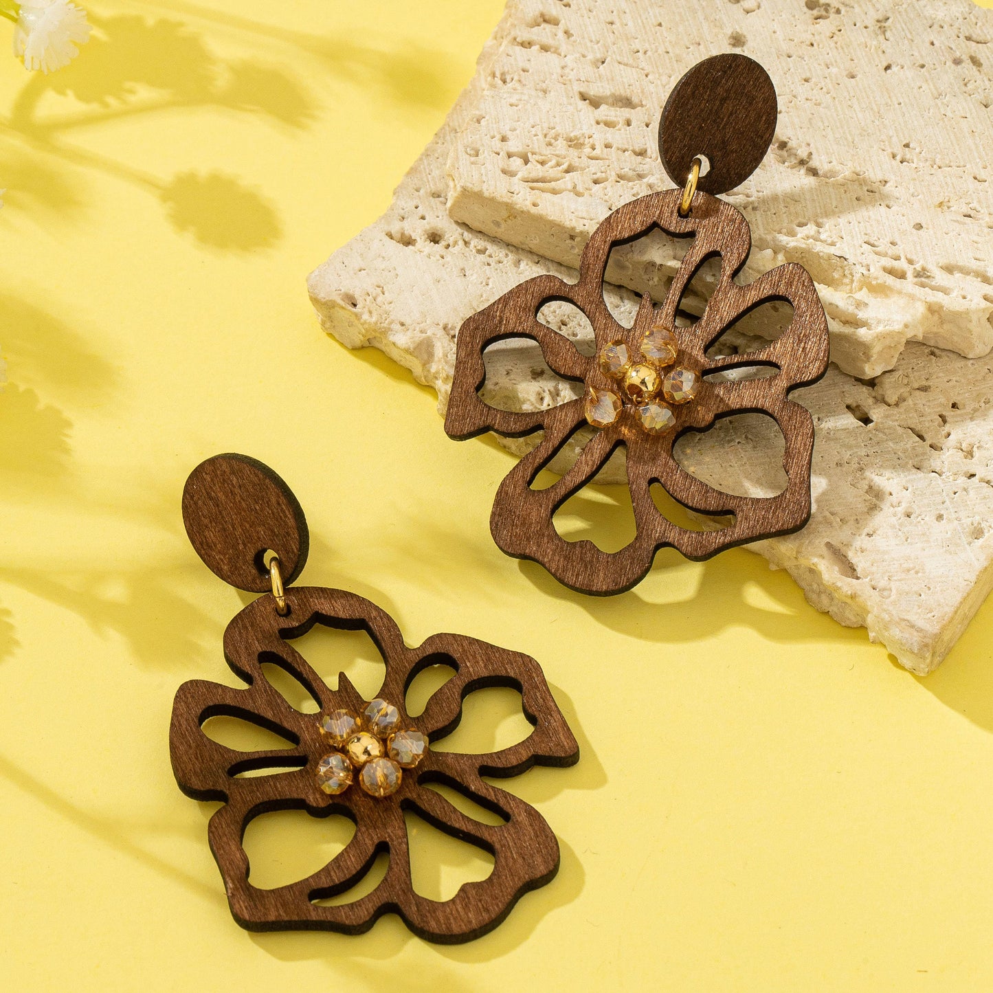 Wooden Floral Earrings