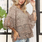 LET3907- BELL SLEEVE LACE TOP: KHAKI / S/M-M/L(3-3)