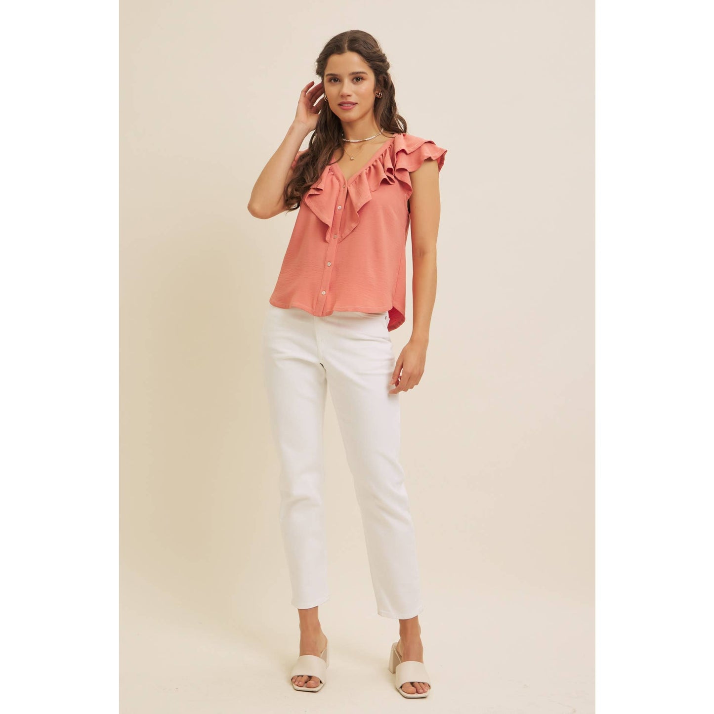 Terracotta Ruffle Blouse