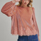 ROMANTIC HOLIDAY VELVET BLOUSE TOP _JLT00304-02: BROWN / S-M-L(2-2-2)