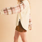 9103FK Malva Plaid Pullover Sweater: Slate Blue / Contemporary / L