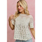 FLORAL PRINT LACE TRIM COTTON BLOUSE TOP: BLUE / S