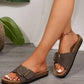 LAS Buckle Decor Faux Suede Thick Sole Slippers (37-42): Coffee / Standard / 10(42)