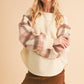9103FK Malva Plaid Pullover Sweater: Slate Blue / Contemporary / L