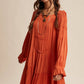 Rust Smocked Tiered Dress
