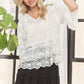 LET3907- BELL SLEEVE LACE TOP: KHAKI / S/M-M/L(3-3)