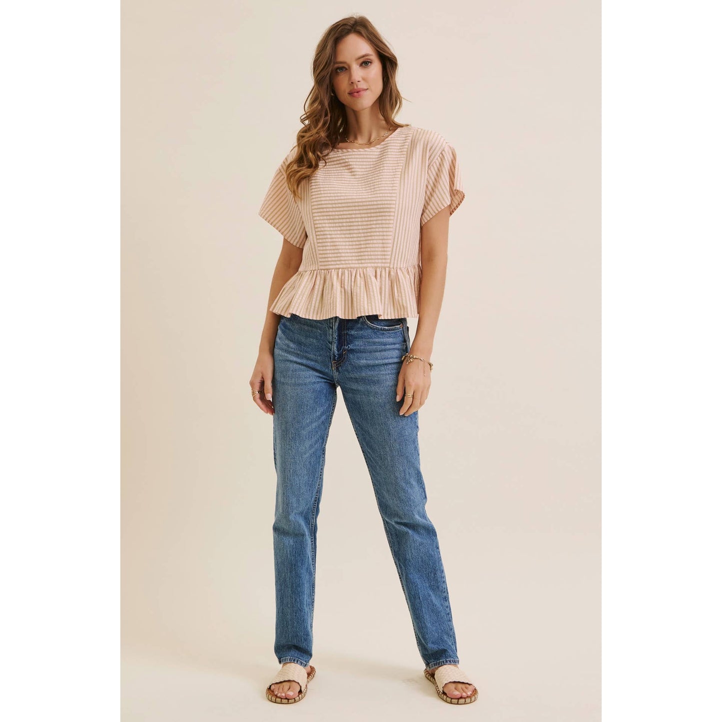 Salmon Stripe Peplum