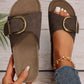 LAS Buckle Decor Faux Suede Thick Sole Slippers (37-42): Coffee / Standard / 10(42)
