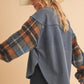 9103FK Malva Plaid Pullover Sweater: Slate Blue / Contemporary / L