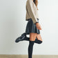Women's Crewneck Cardigan Sweater - BMC7526: TAUPE / BLACK / S