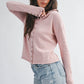 5221HK Button Front Cropped Knit Cardigan: Pink / Contemporary / L